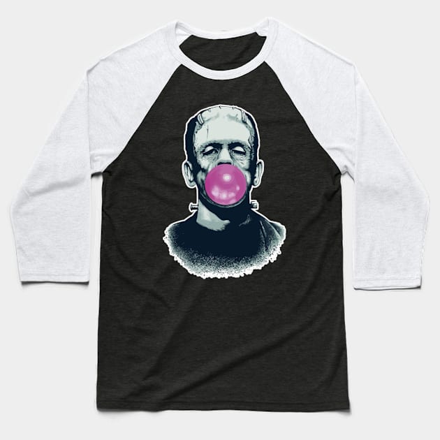 Frankenstein with chewing gum Baseball T-Shirt by tzolotov